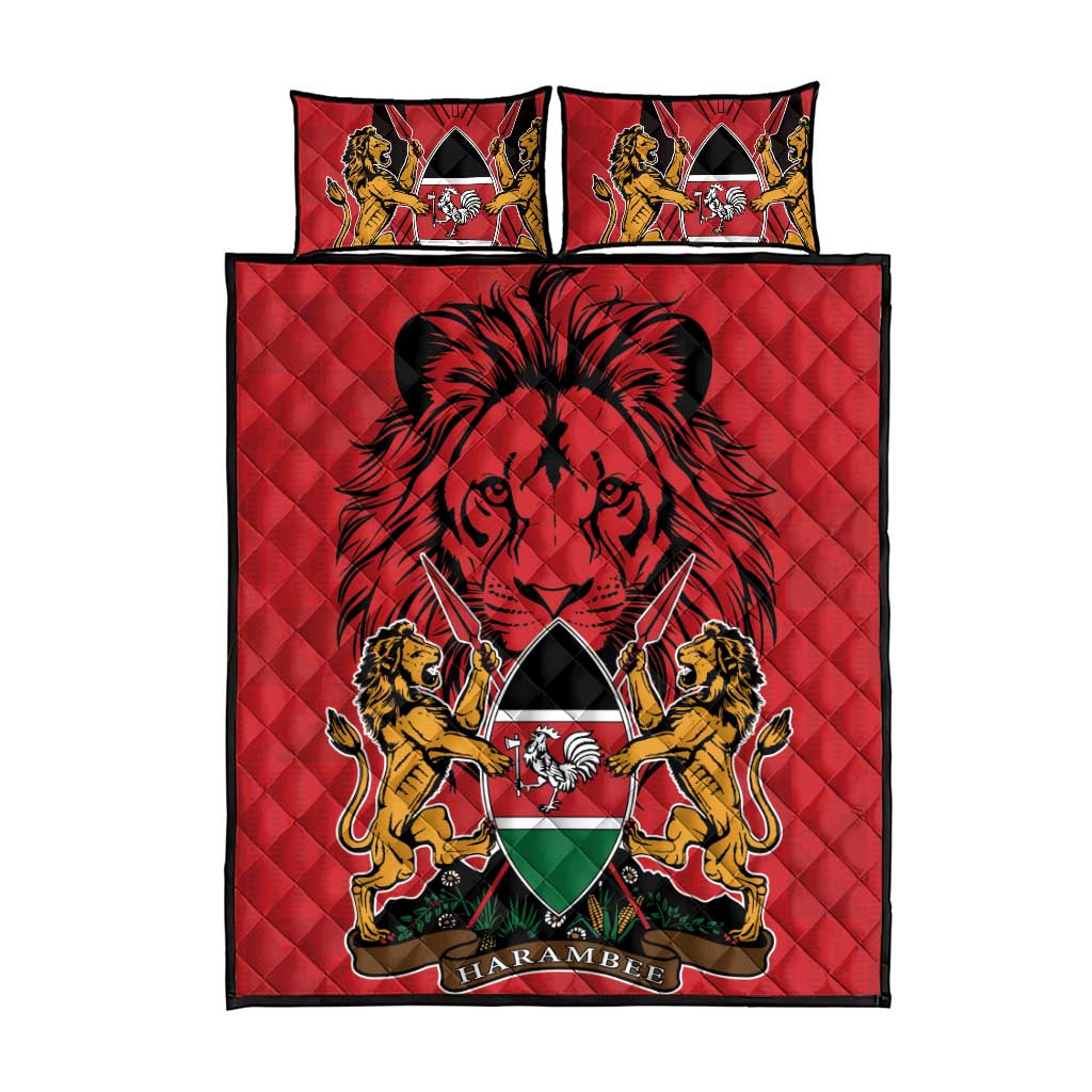 Kenya Quilt Bed Set Coat Of Arms With Kente Patterns LT18