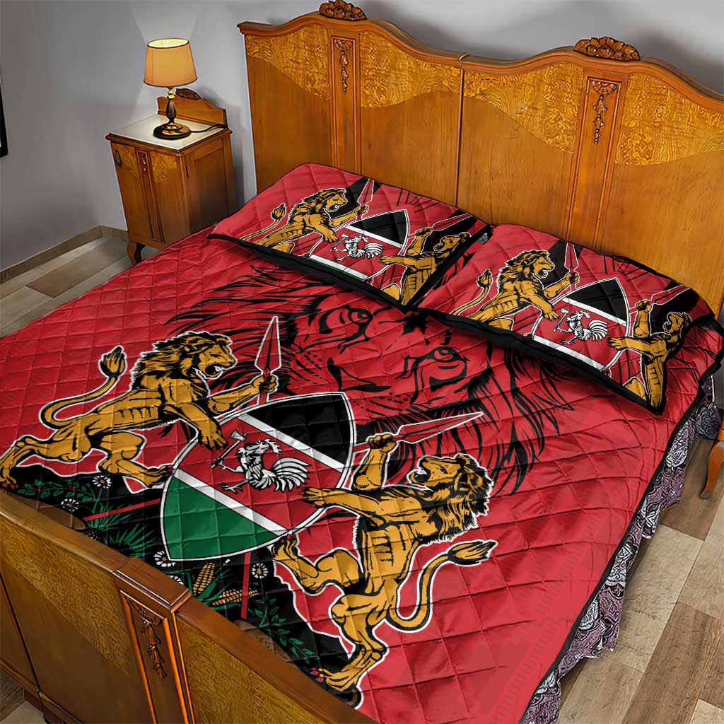 Kenya Quilt Bed Set Coat Of Arms With Kente Patterns LT18
