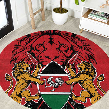 Kenya Round Carpet Coat Of Arms With Kente Patterns LT18