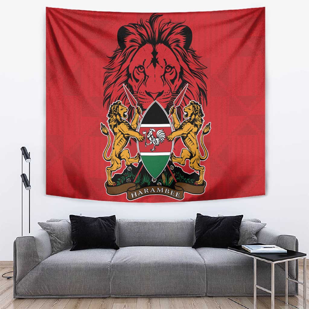 Kenya Tapestry Coat Of Arms With Kente Patterns LT18