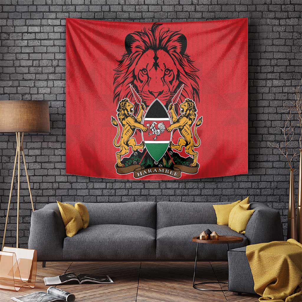 Kenya Tapestry Coat Of Arms With Kente Patterns LT18
