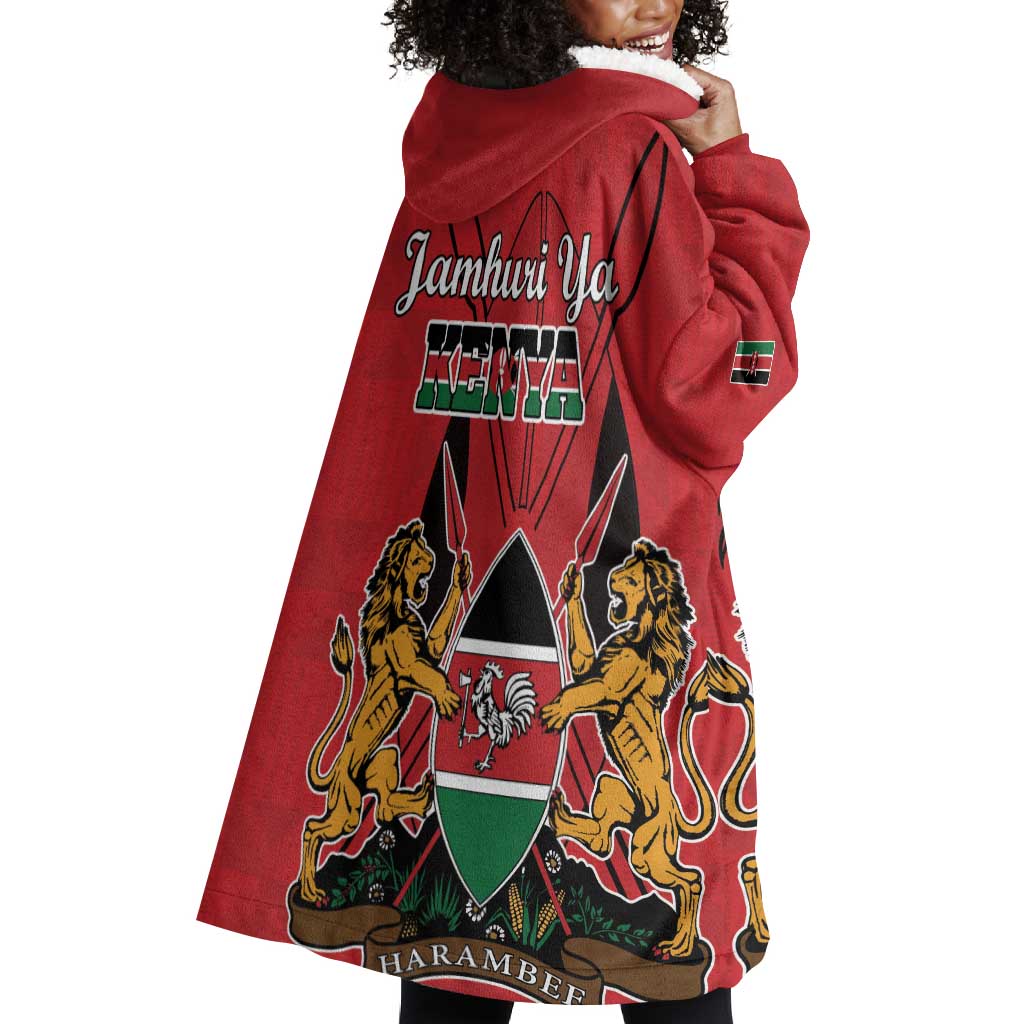 Kenya Wearable Blanket Hoodie Coat Of Arms With Kente Patterns LT18