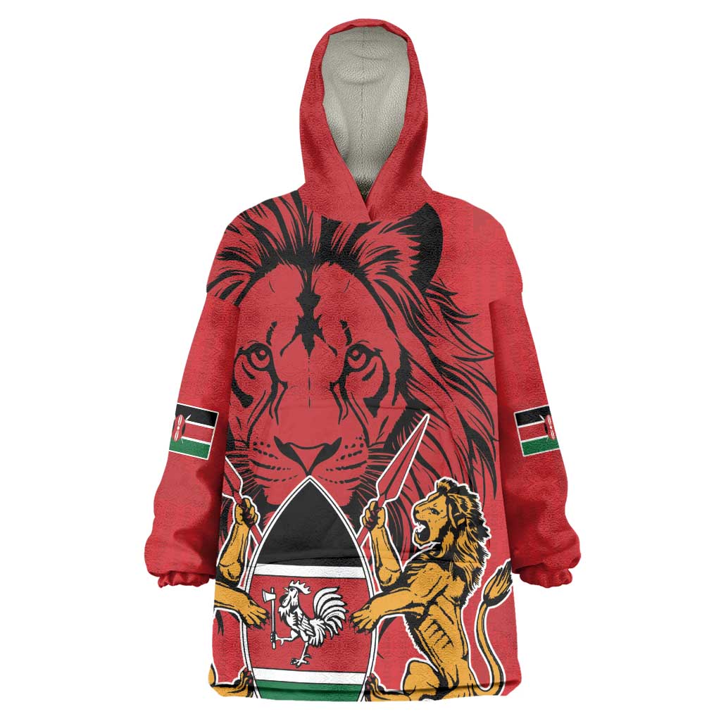 Kenya Wearable Blanket Hoodie Coat Of Arms With Kente Patterns LT18