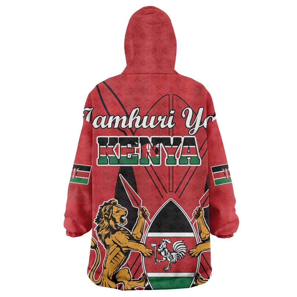 Kenya Wearable Blanket Hoodie Coat Of Arms With Kente Patterns LT18