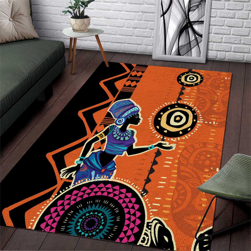 African Woman In Ethnic Dress Area Rug Ethnic Geometric Patterns LT18
