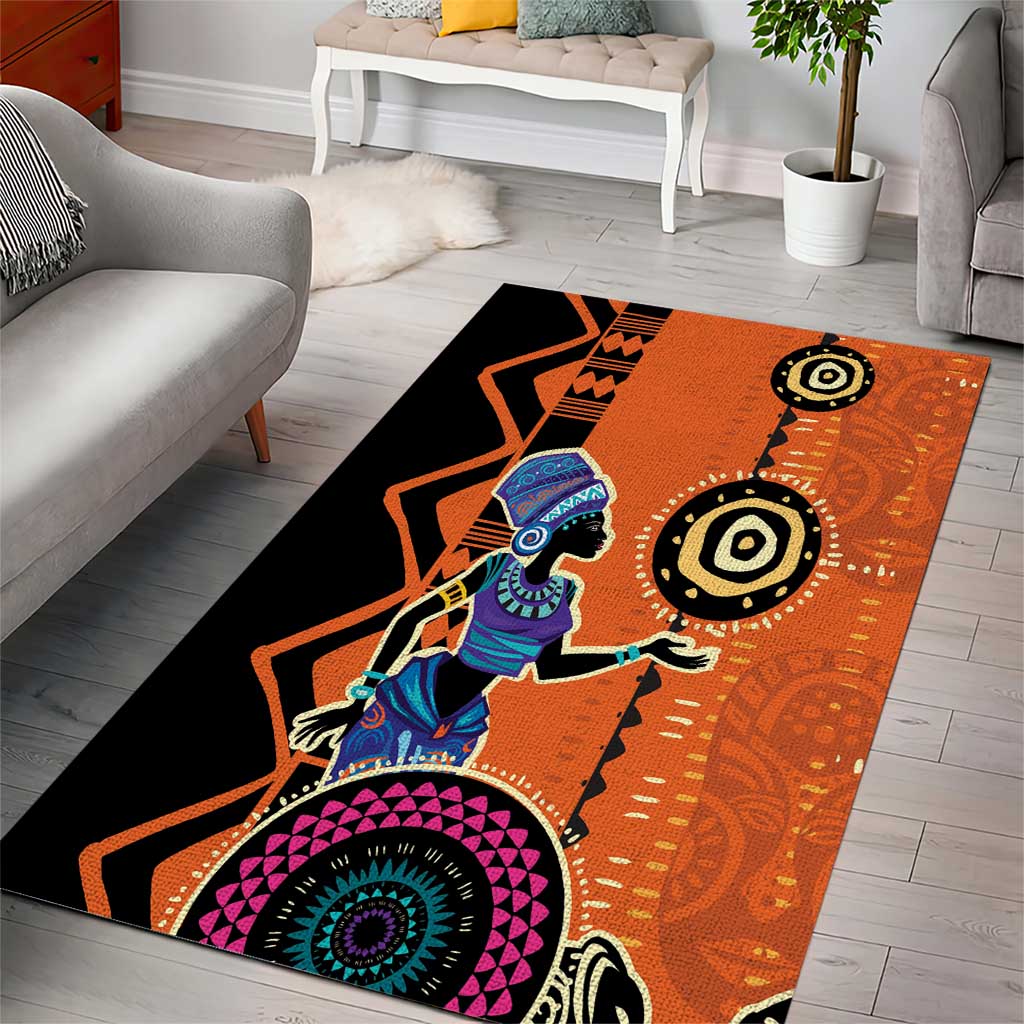African Woman In Ethnic Dress Area Rug Ethnic Geometric Patterns LT18
