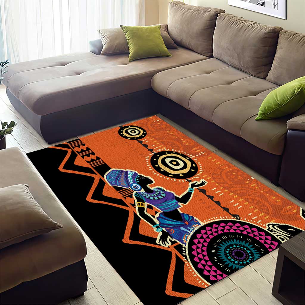 African Woman In Ethnic Dress Area Rug Ethnic Geometric Patterns LT18