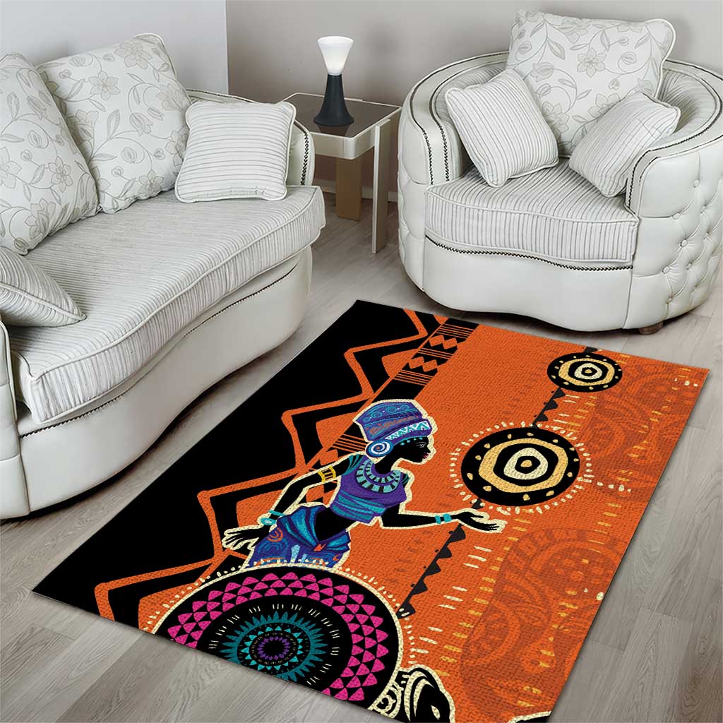 African Woman In Ethnic Dress Area Rug Ethnic Geometric Patterns LT18