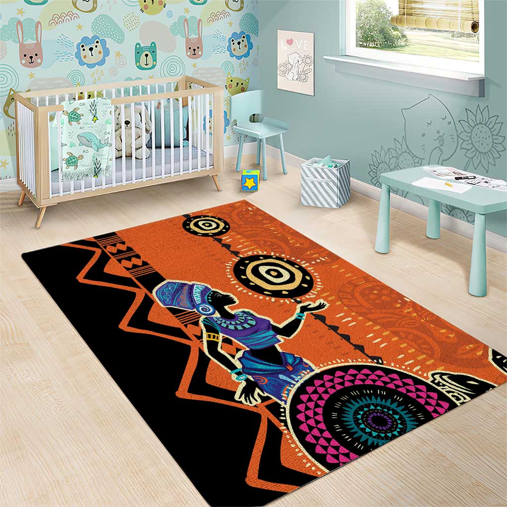 African Woman In Ethnic Dress Area Rug Ethnic Geometric Patterns LT18