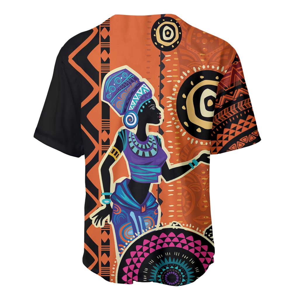 African Woman In Ethnic Dress Baseball Jersey Ethnic Geometric Patterns LT18