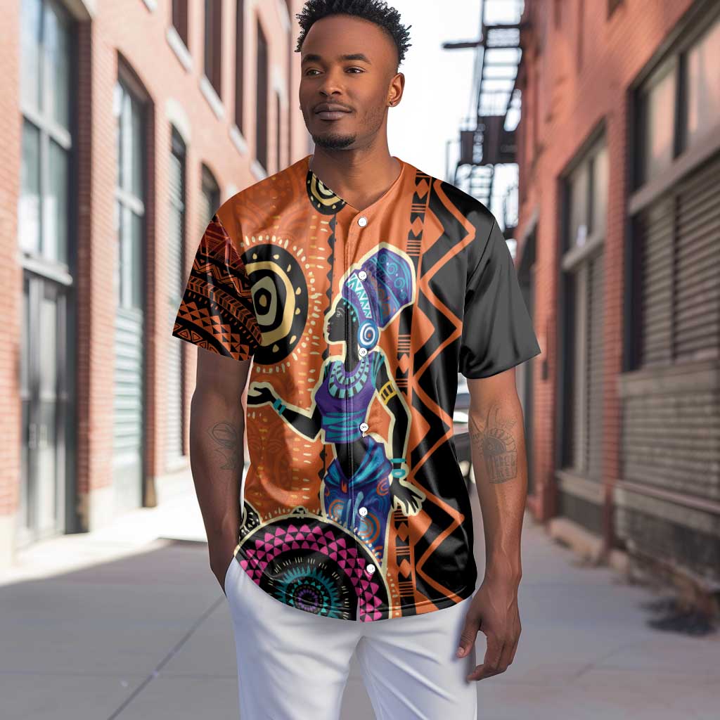 African Woman In Ethnic Dress Baseball Jersey Ethnic Geometric Patterns LT18