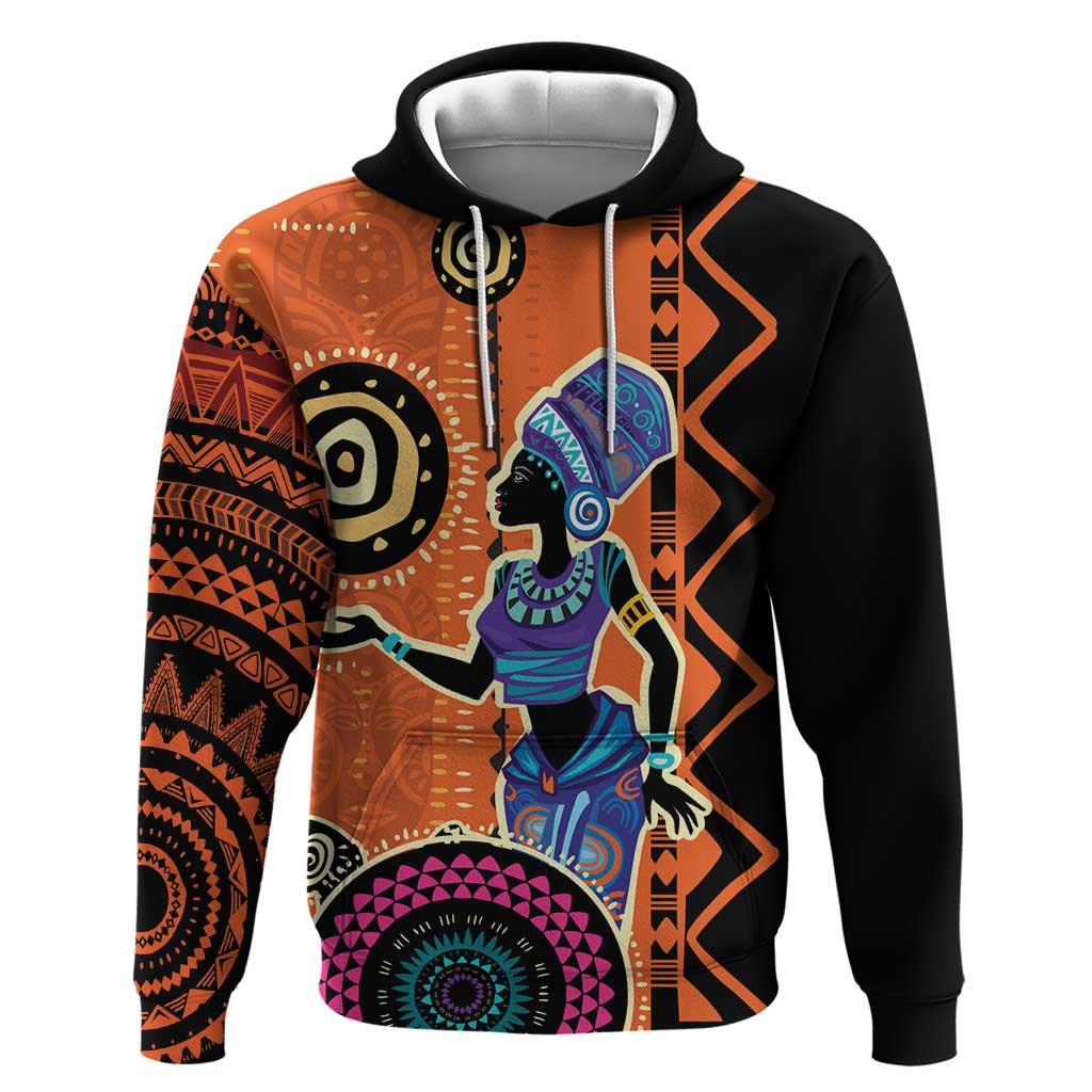 African Woman In Ethnic Dress Hoodie Ethnic Geometric Patterns LT18
