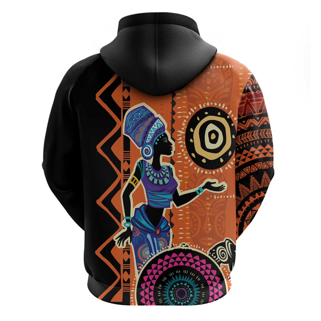 African Woman In Ethnic Dress Hoodie Ethnic Geometric Patterns LT18