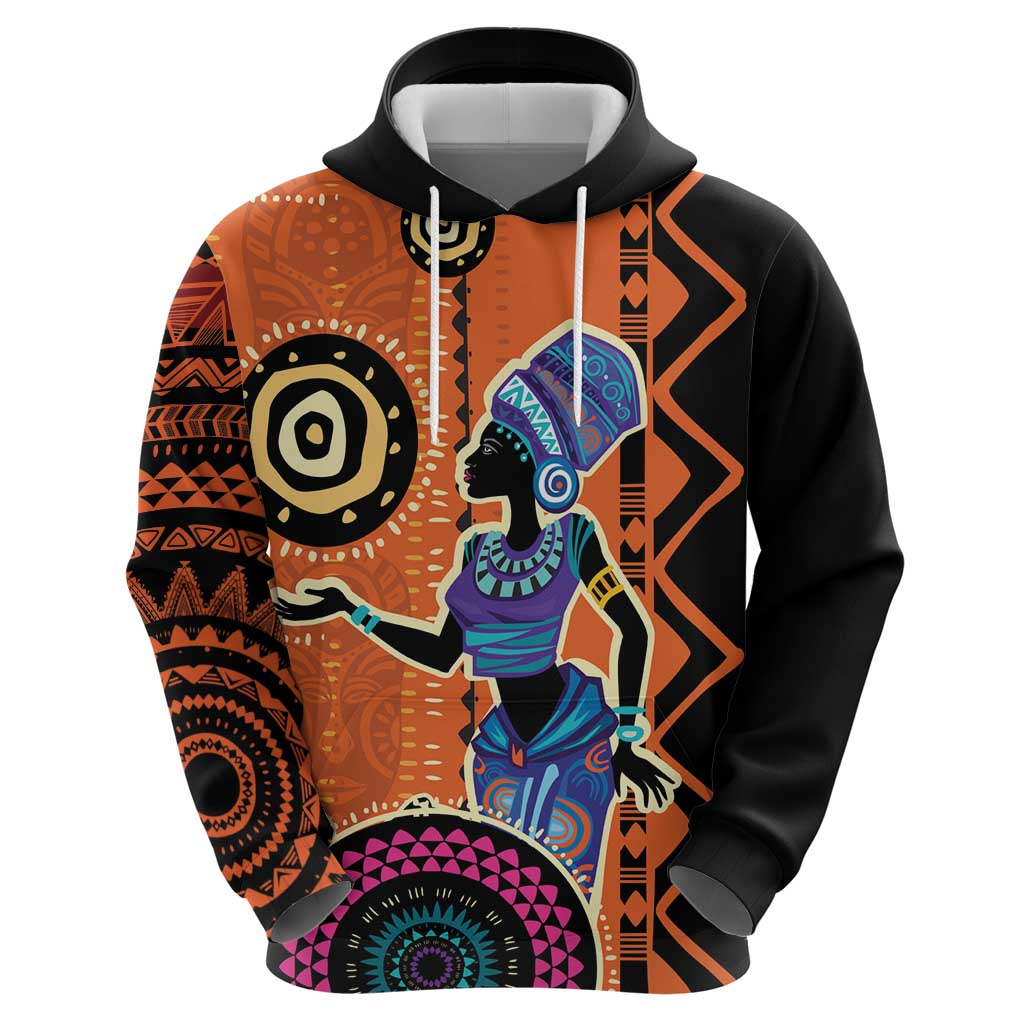 African Woman In Ethnic Dress Hoodie Ethnic Geometric Patterns LT18