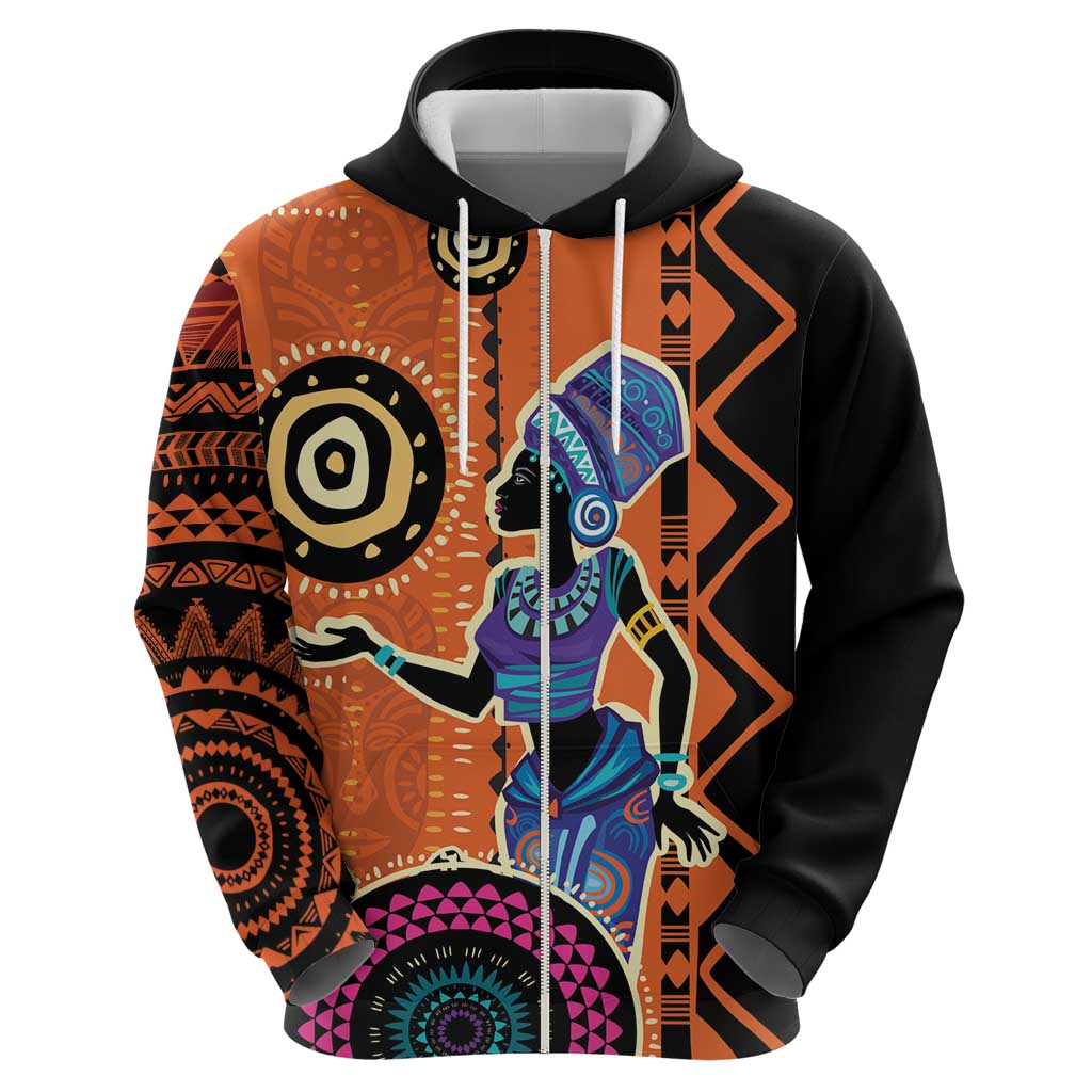 African Woman In Ethnic Dress Hoodie Ethnic Geometric Patterns LT18