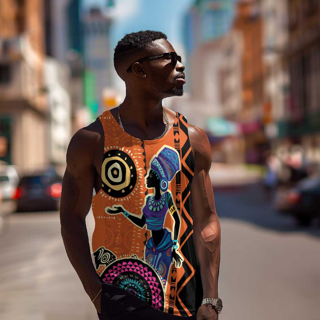 African Woman In Ethnic Dress Men Tank Top Ethnic Geometric Patterns LT18
