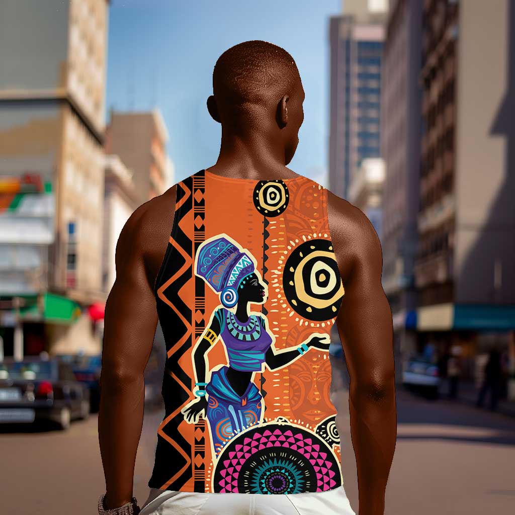 African Woman In Ethnic Dress Men Tank Top Ethnic Geometric Patterns LT18