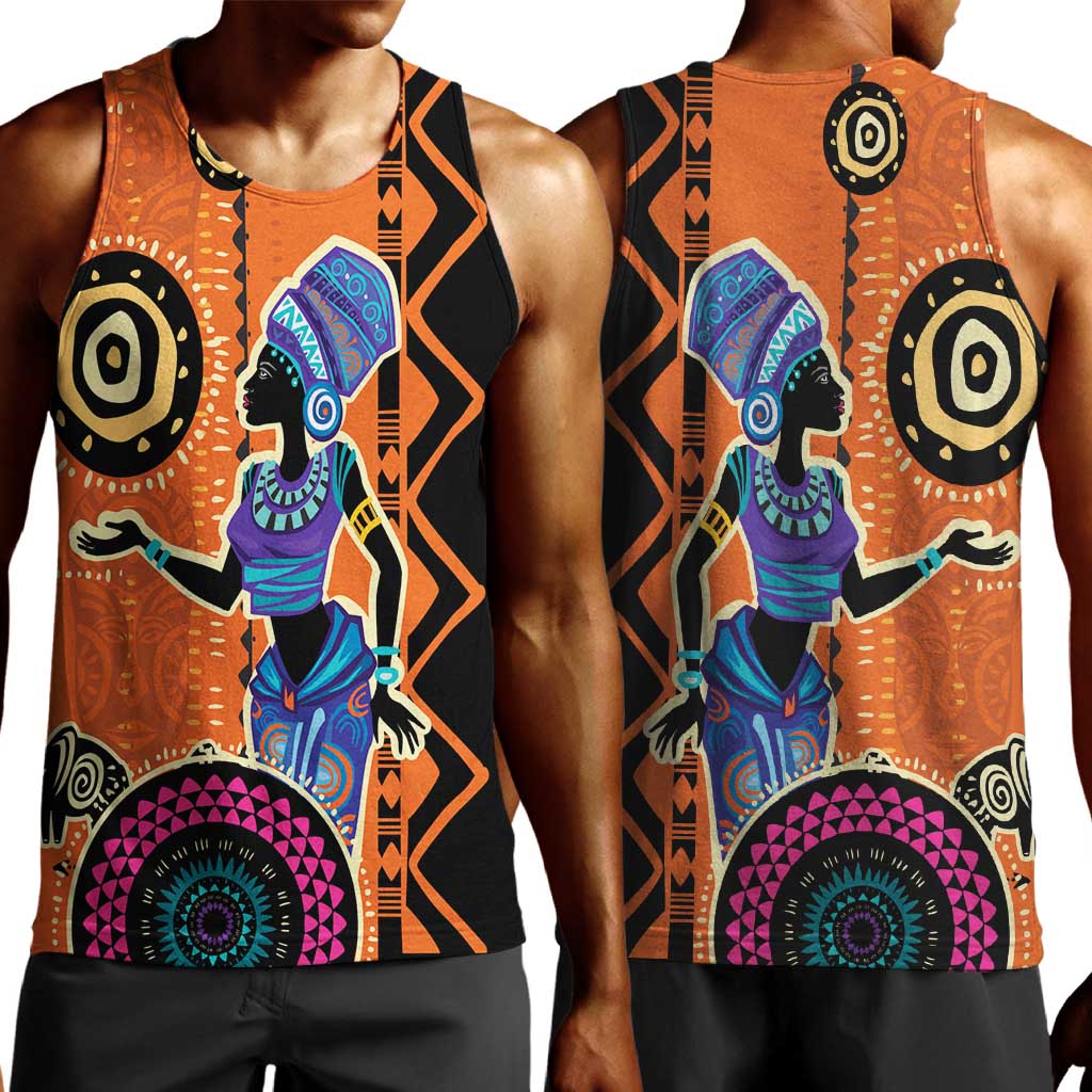 African Woman In Ethnic Dress Men Tank Top Ethnic Geometric Patterns LT18