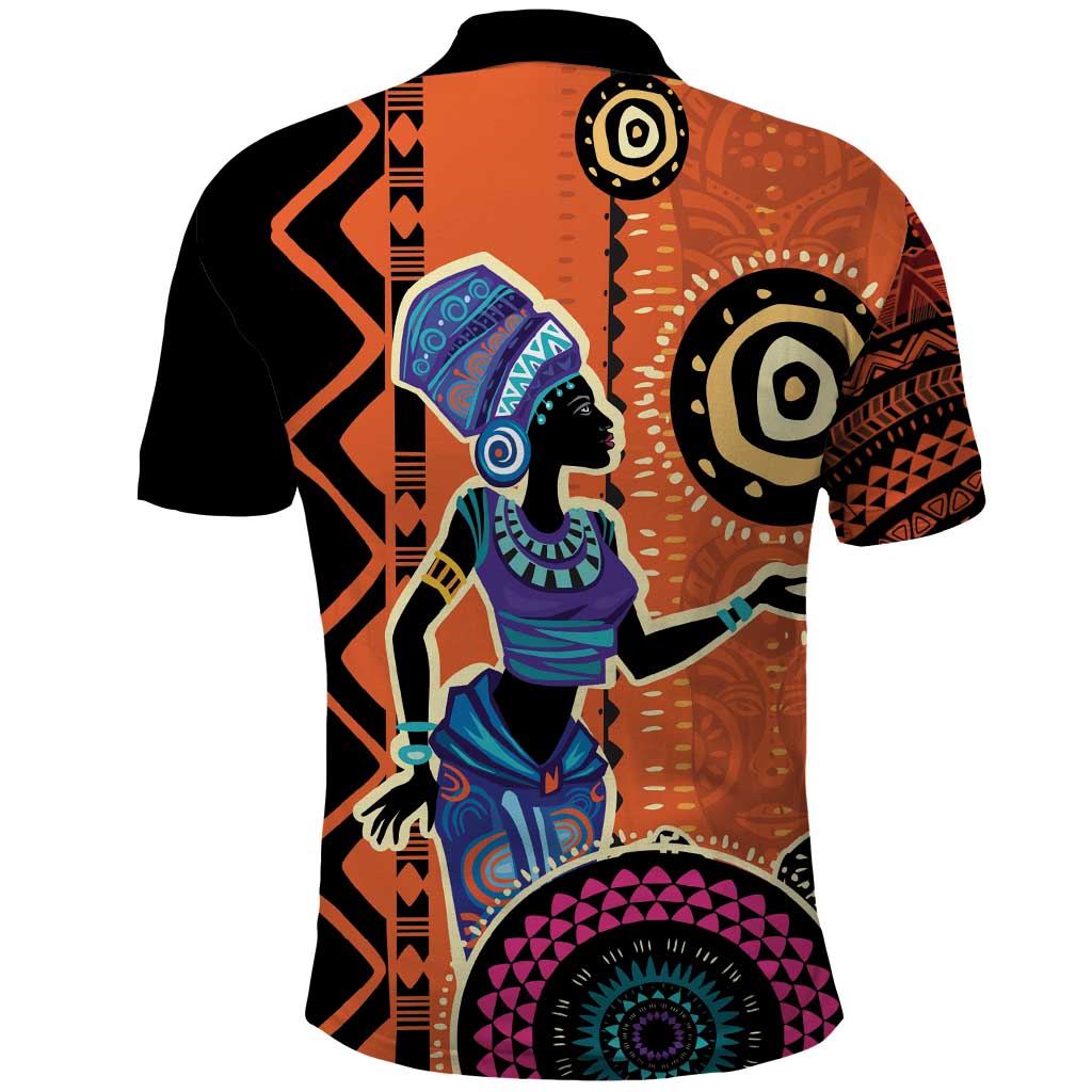 African Woman In Ethnic Dress Polo Shirt Ethnic Geometric Patterns LT18