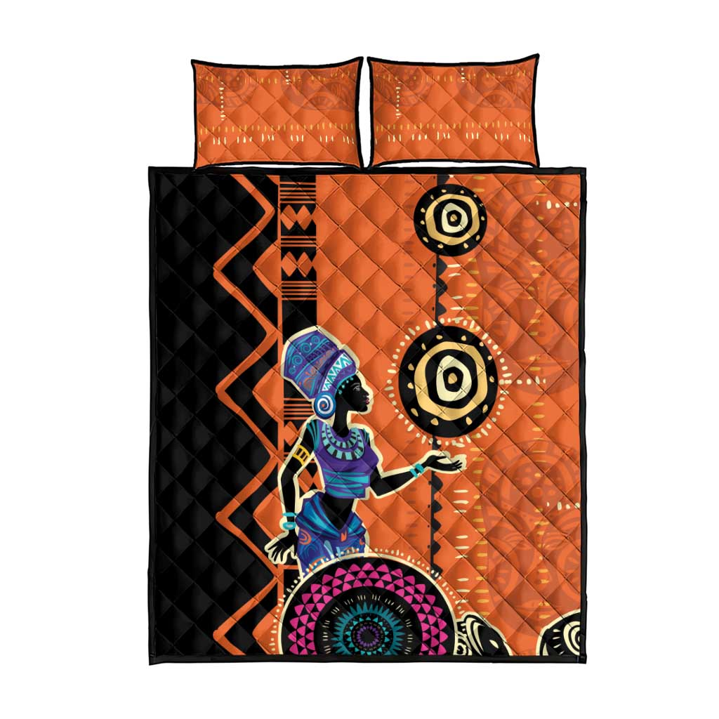 African Woman In Ethnic Dress Quilt Bed Set Ethnic Geometric Patterns LT18