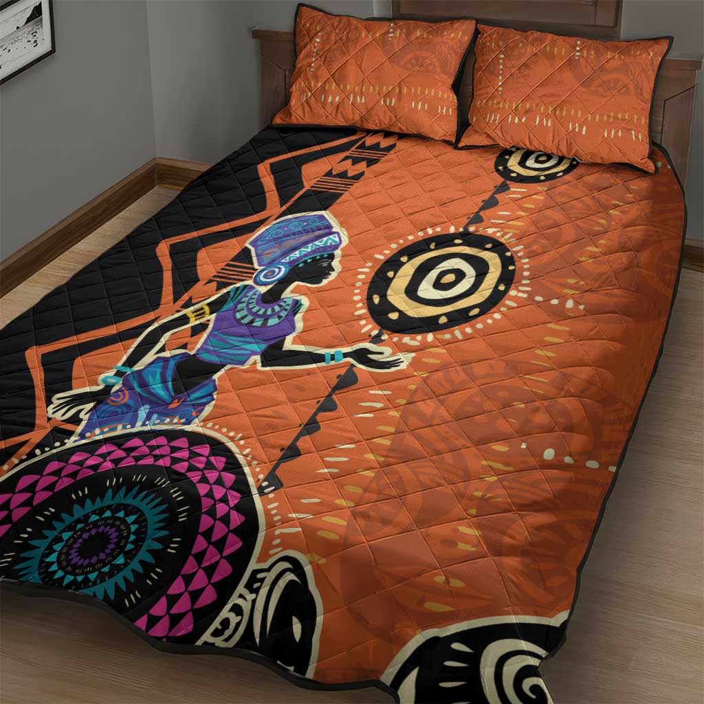 African Woman In Ethnic Dress Quilt Bed Set Ethnic Geometric Patterns LT18