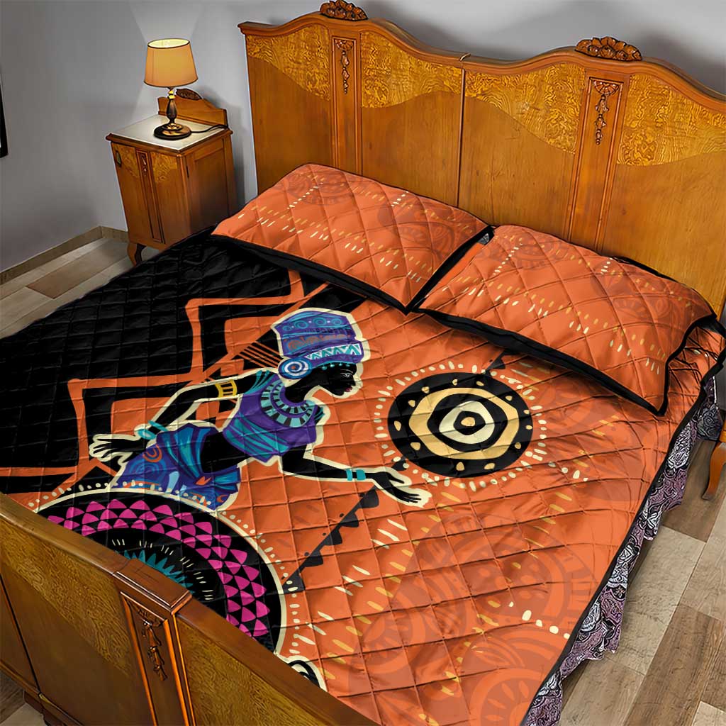 African Woman In Ethnic Dress Quilt Bed Set Ethnic Geometric Patterns LT18