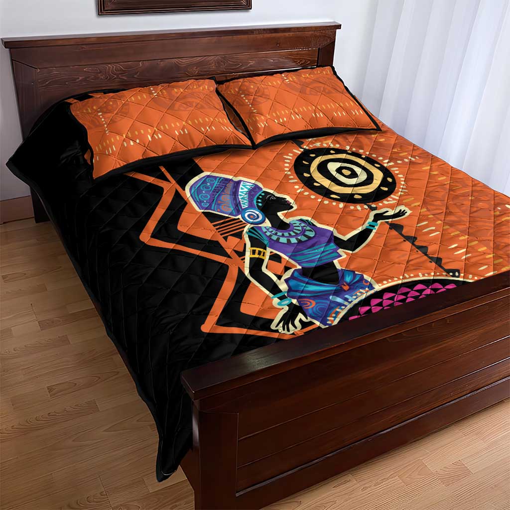 African Woman In Ethnic Dress Quilt Bed Set Ethnic Geometric Patterns LT18