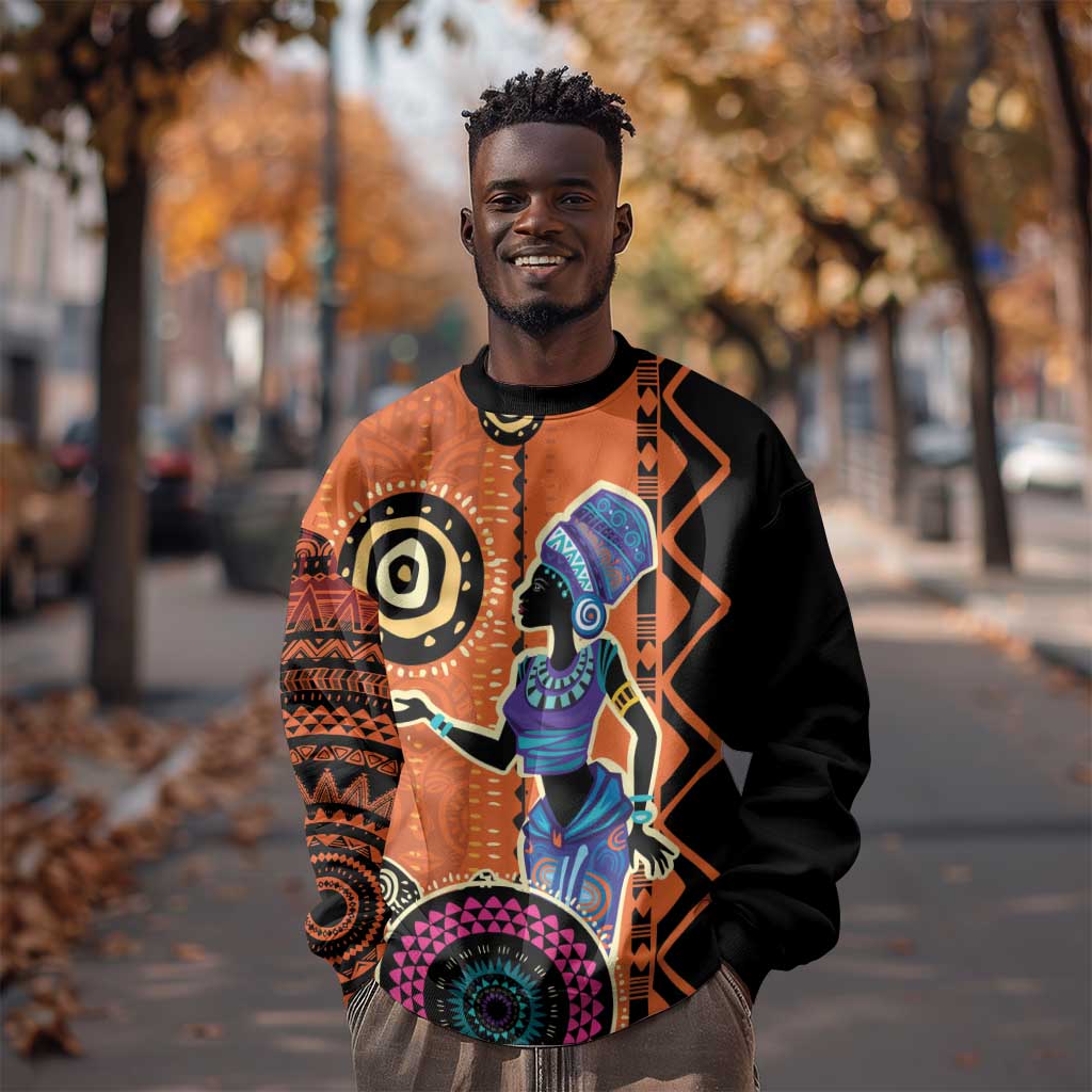 African Woman In Ethnic Dress Sweatshirt Ethnic Geometric Patterns LT18