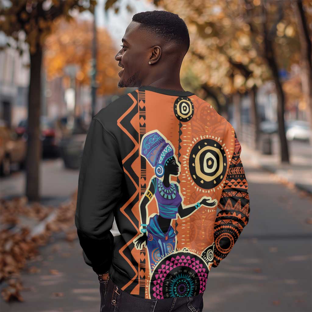 African Woman In Ethnic Dress Sweatshirt Ethnic Geometric Patterns LT18