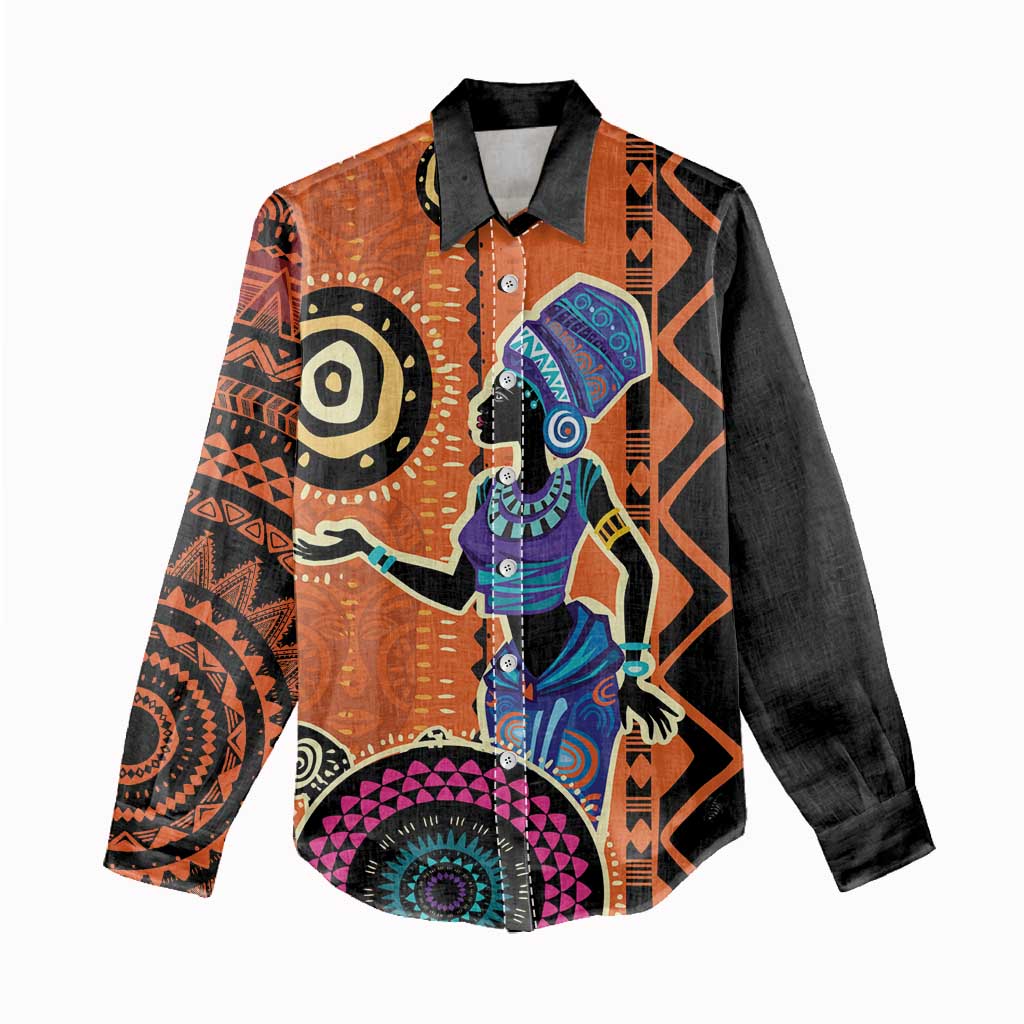African Woman In Ethnic Dress Women Casual Shirt Ethnic Geometric Patterns LT18
