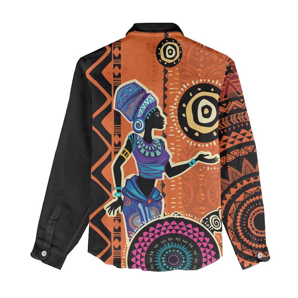 African Woman In Ethnic Dress Women Casual Shirt Ethnic Geometric Patterns LT18