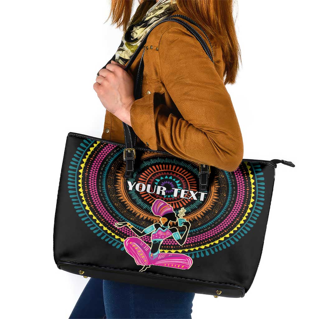 Personalized Africa Leather Tote Bag Beautiful Black Woman LT18