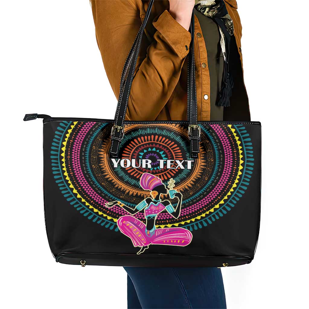 Personalized Africa Leather Tote Bag Beautiful Black Woman LT18