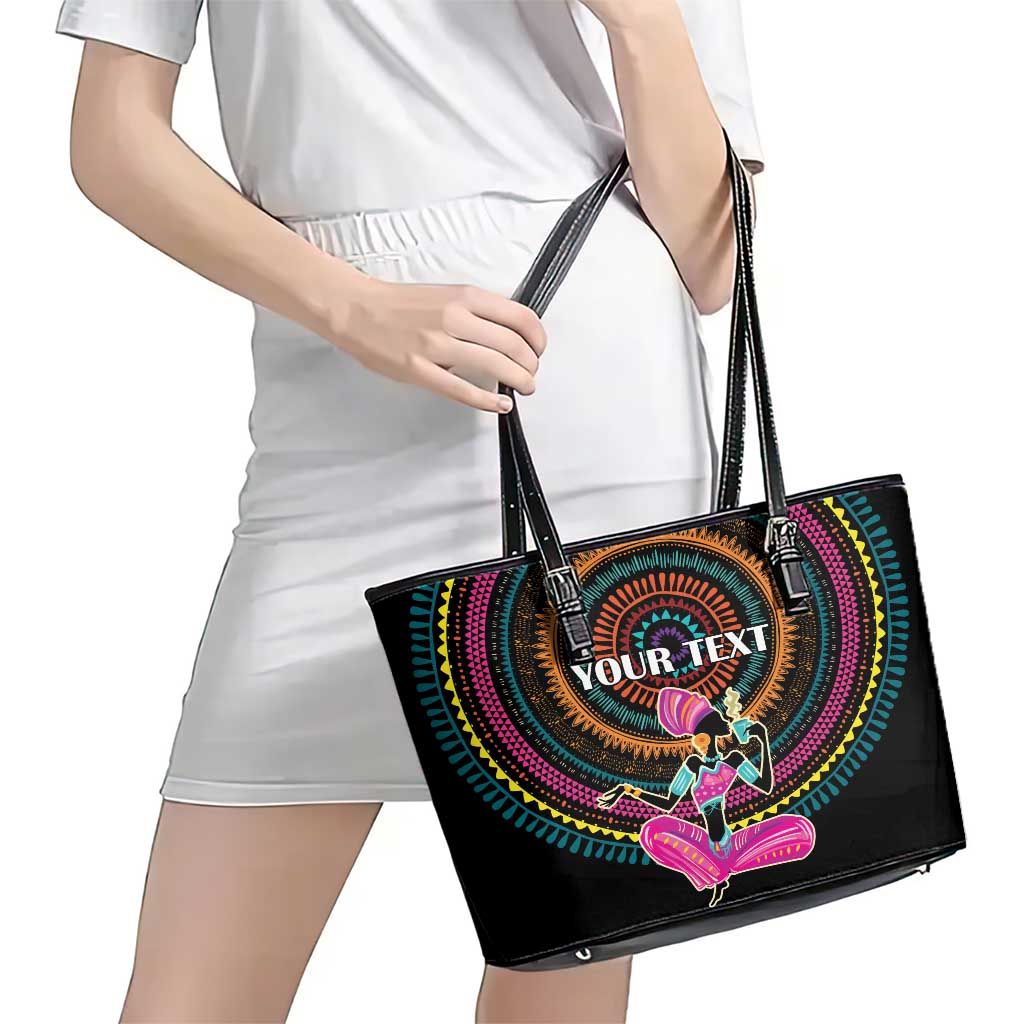 Personalized Africa Leather Tote Bag Beautiful Black Woman LT18