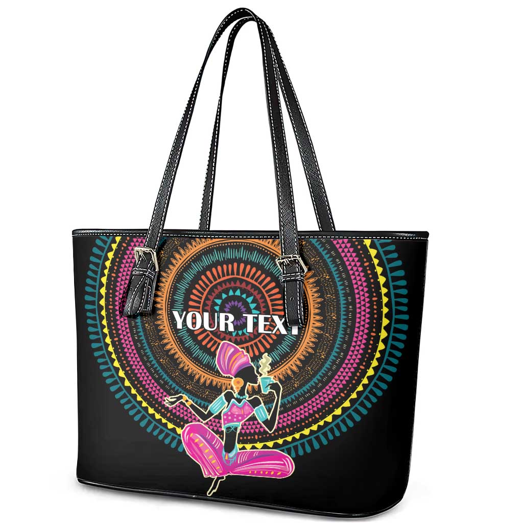 Personalized Africa Leather Tote Bag Beautiful Black Woman LT18