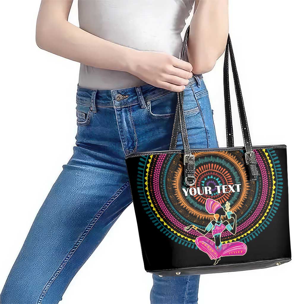 Personalized Africa Leather Tote Bag Beautiful Black Woman LT18