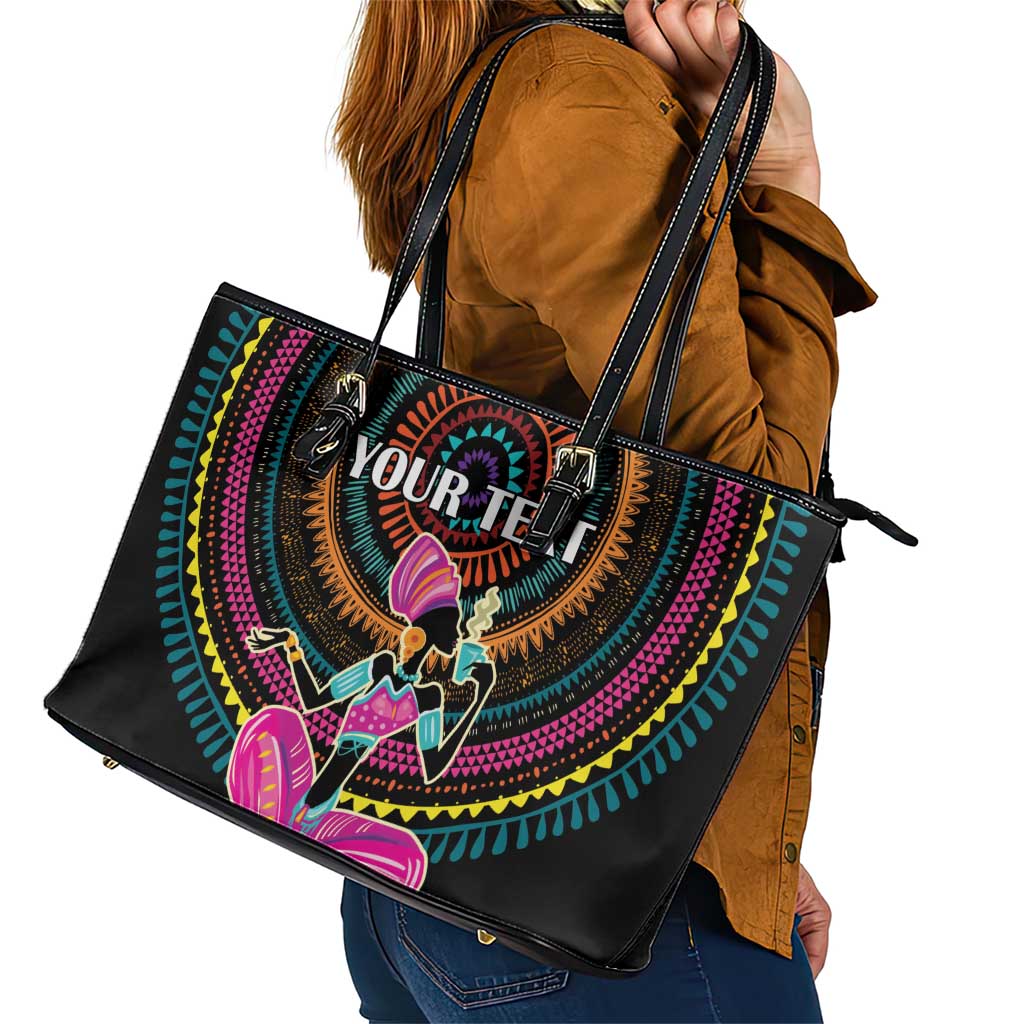 Personalized Africa Leather Tote Bag Beautiful Black Woman LT18