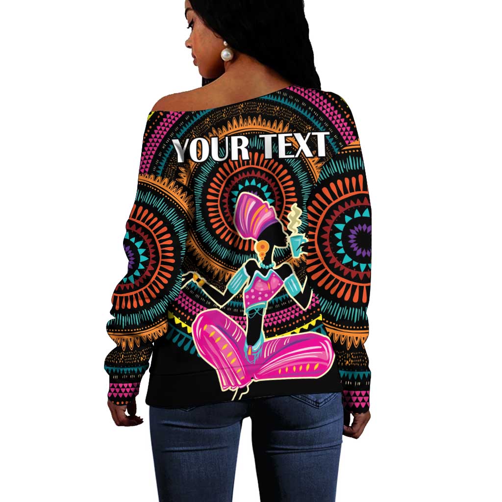 Personalized Africa Off Shoulder Sweater Beautiful Black Woman LT18