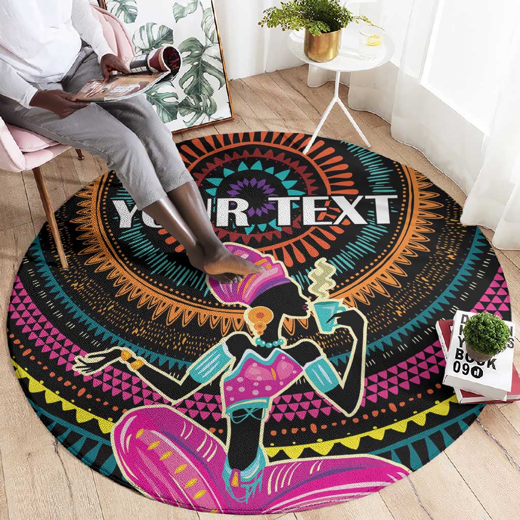 Personalized Africa Round Carpet Beautiful Black Woman LT18