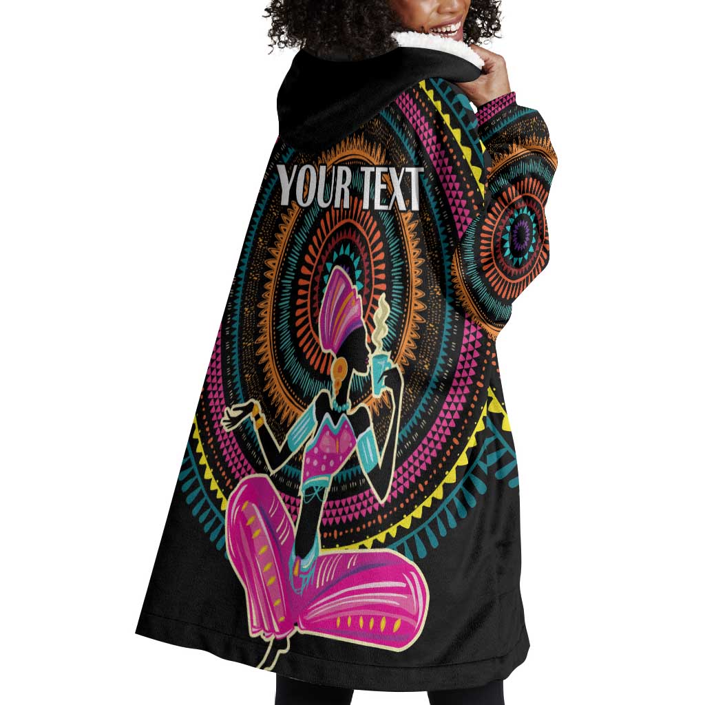Personalized Africa Wearable Blanket Hoodie Beautiful Black Woman LT18