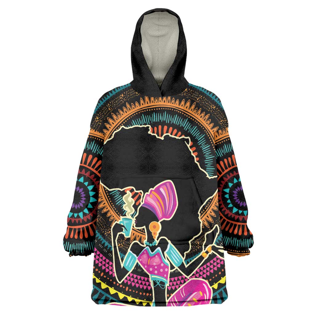 Personalized Africa Wearable Blanket Hoodie Beautiful Black Woman LT18