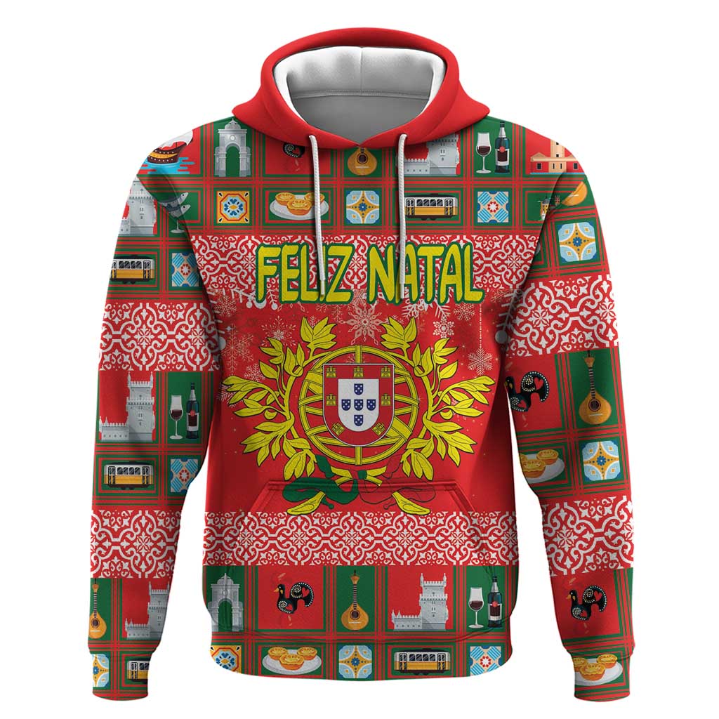 Personalized Portugal Christmas Hoodie Coat Of Arms - Feliz Natal LT18