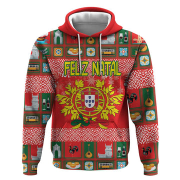 Personalized Portugal Christmas Hoodie Coat Of Arms - Feliz Natal LT18