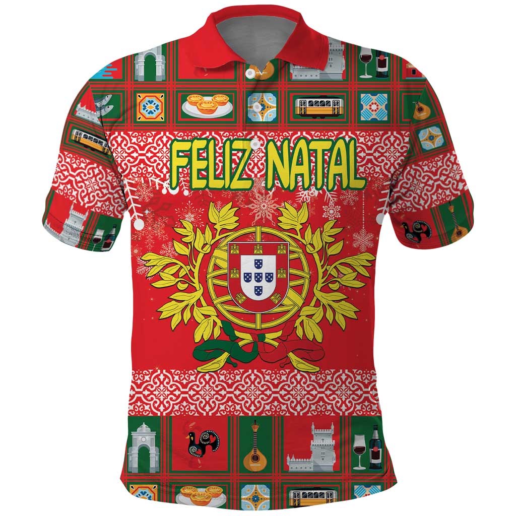 Personalized Portugal Christmas Polo Shirt Coat Of Arms - Feliz Natal LT18