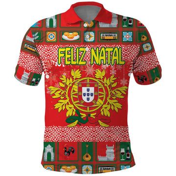 Personalized Portugal Christmas Polo Shirt Coat Of Arms - Feliz Natal LT18