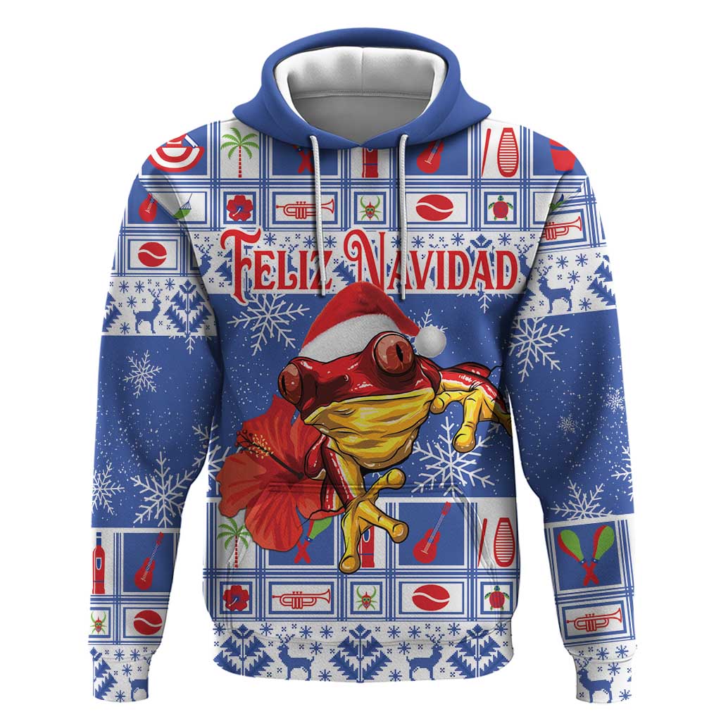 Personalized Puerto Rico Christmas Hoodie Coqui With Red Maga Flower LT18