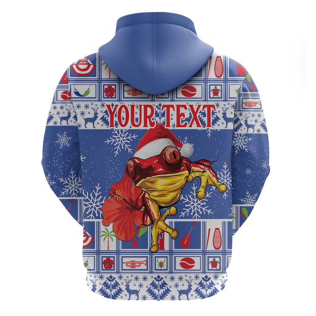 Personalized Puerto Rico Christmas Hoodie Coqui With Red Maga Flower LT18