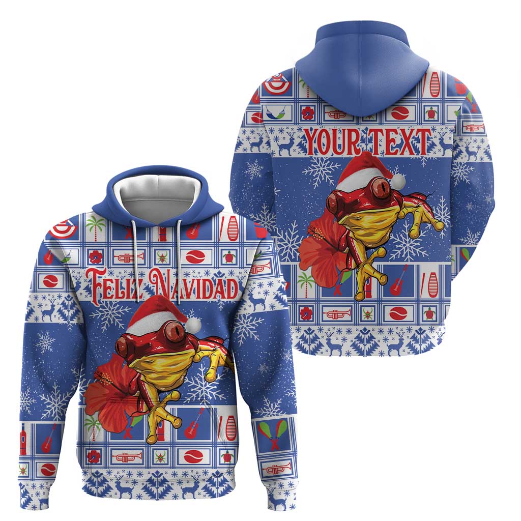 Personalized Puerto Rico Christmas Hoodie Coqui With Red Maga Flower LT18
