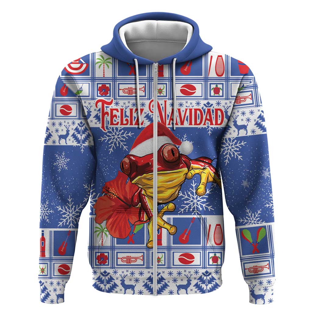 Personalized Puerto Rico Christmas Hoodie Coqui With Red Maga Flower LT18