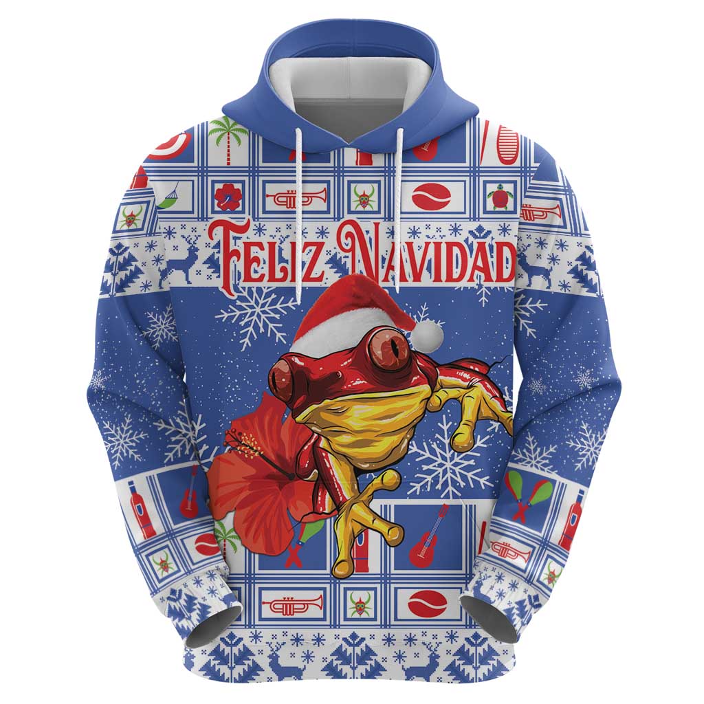 Personalized Puerto Rico Christmas Hoodie Coqui With Red Maga Flower LT18